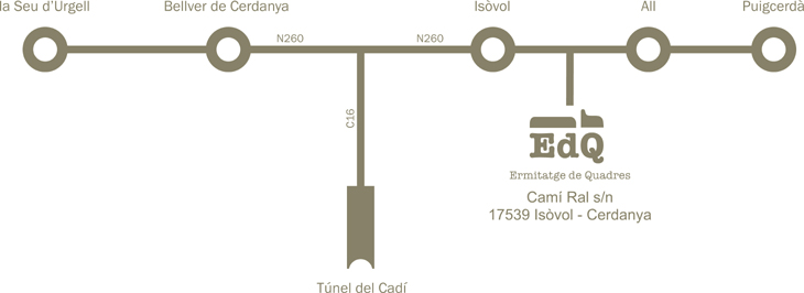 Direccion Ermitatge de Quadres, Cerdanya, Mapa.